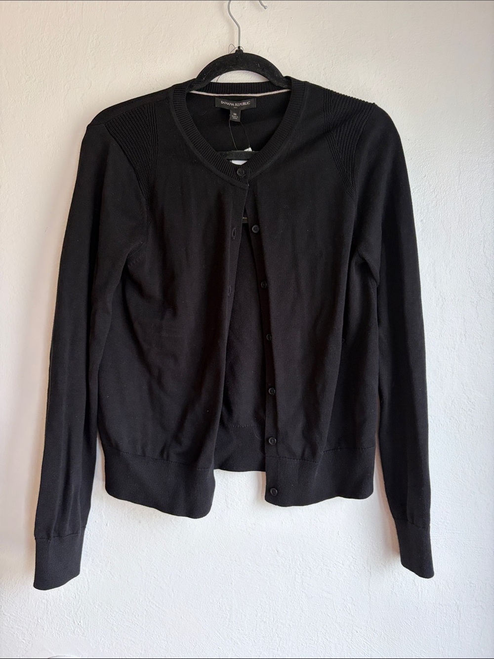 Banana Republic Women's Black Button-Front Crewneck Cardigan